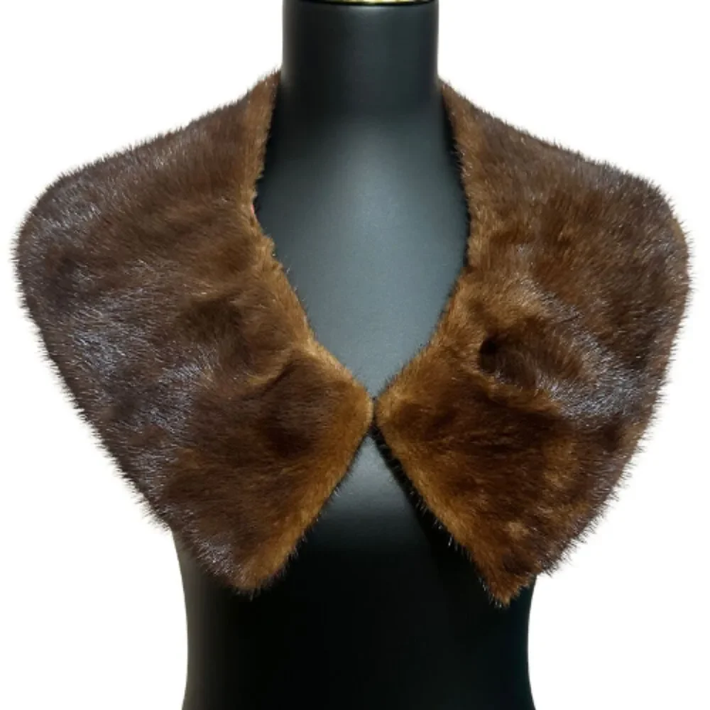 Vintage Genuine Fur Collar Stole Bundle Brown Soft Satin Lined Set